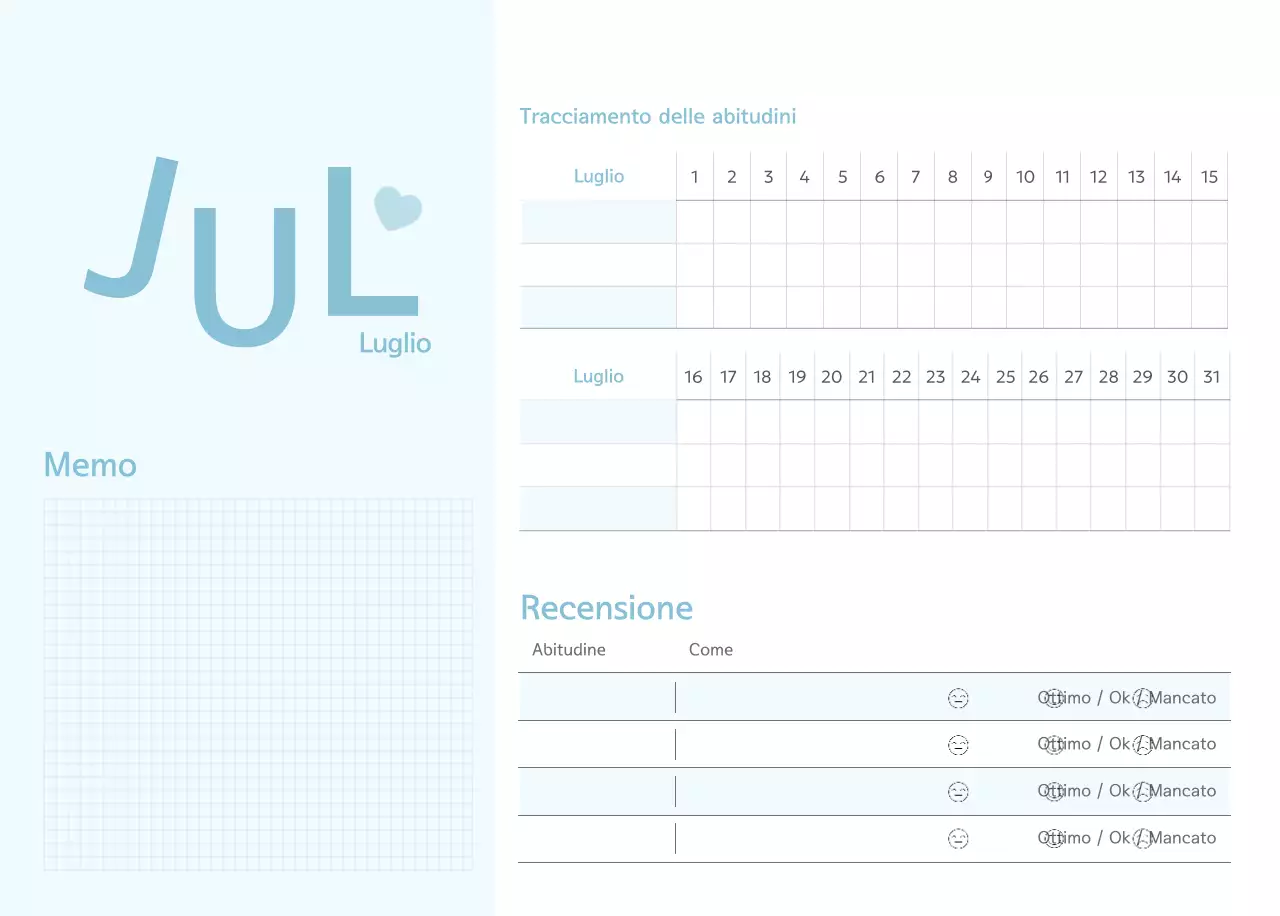 Calendario semplice verde