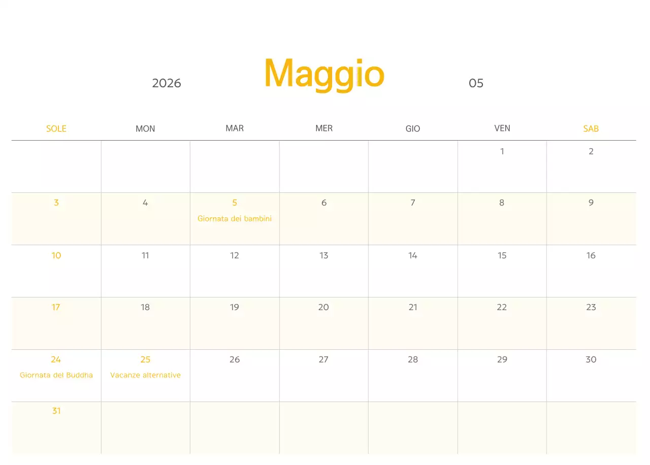 Calendario semplice verde
