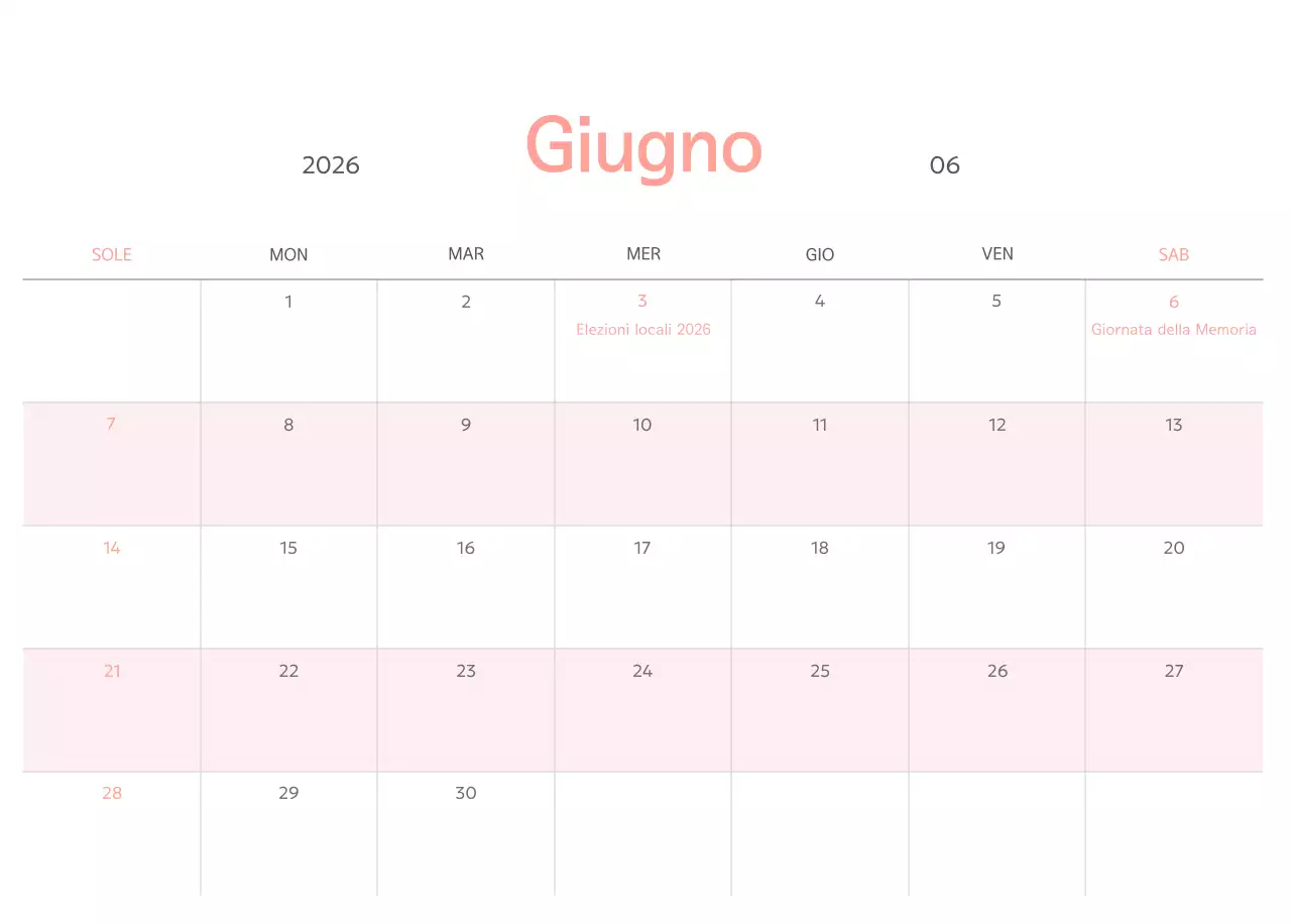 Calendario semplice verde