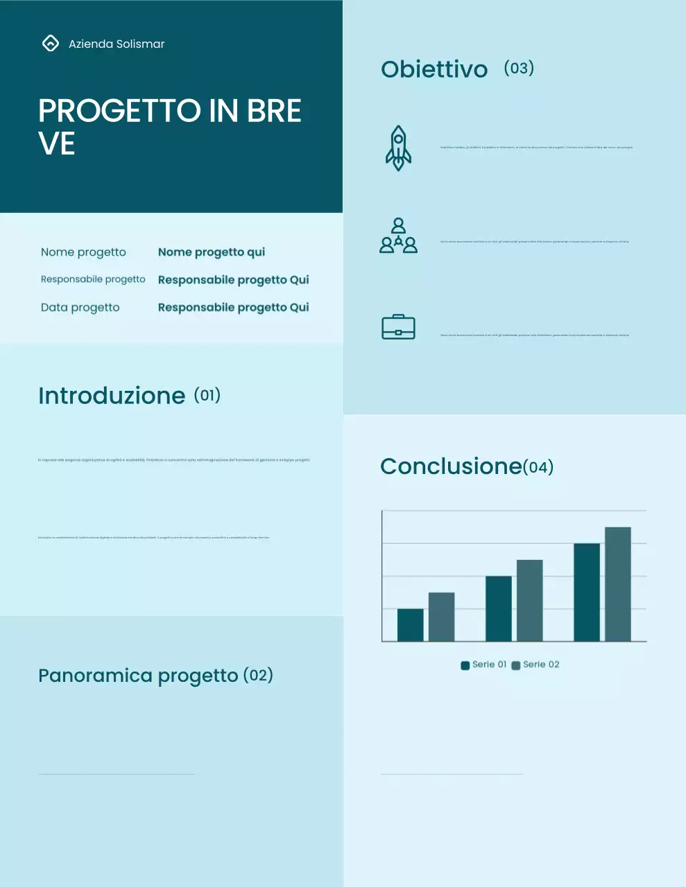 Lettera di relazione del progetto minimalista blu