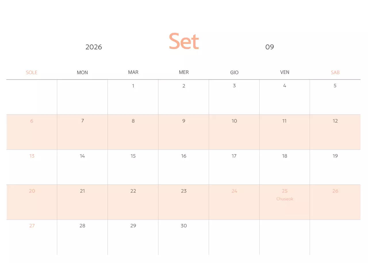 Calendario semplice verde