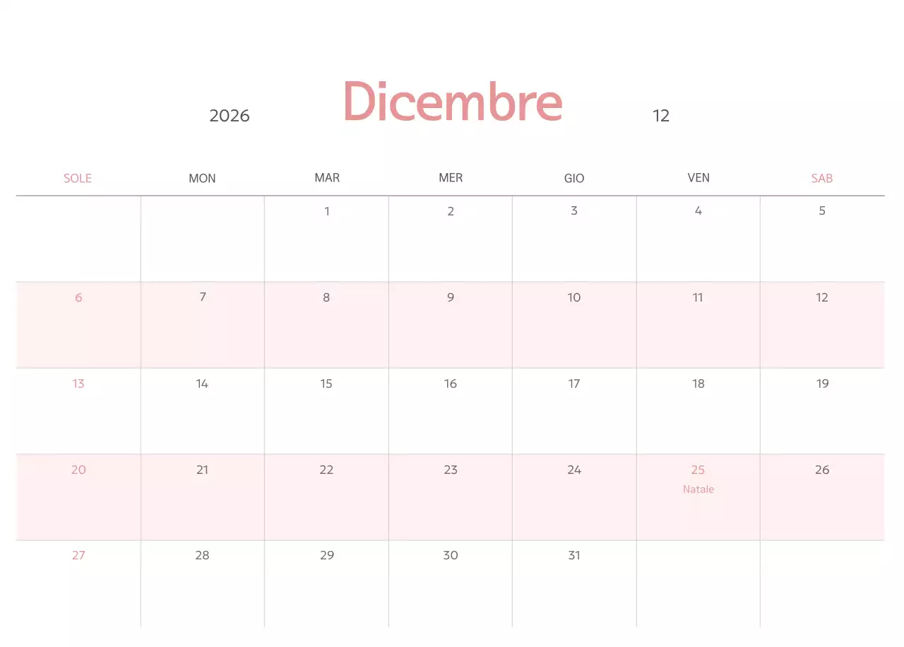 Calendario semplice verde