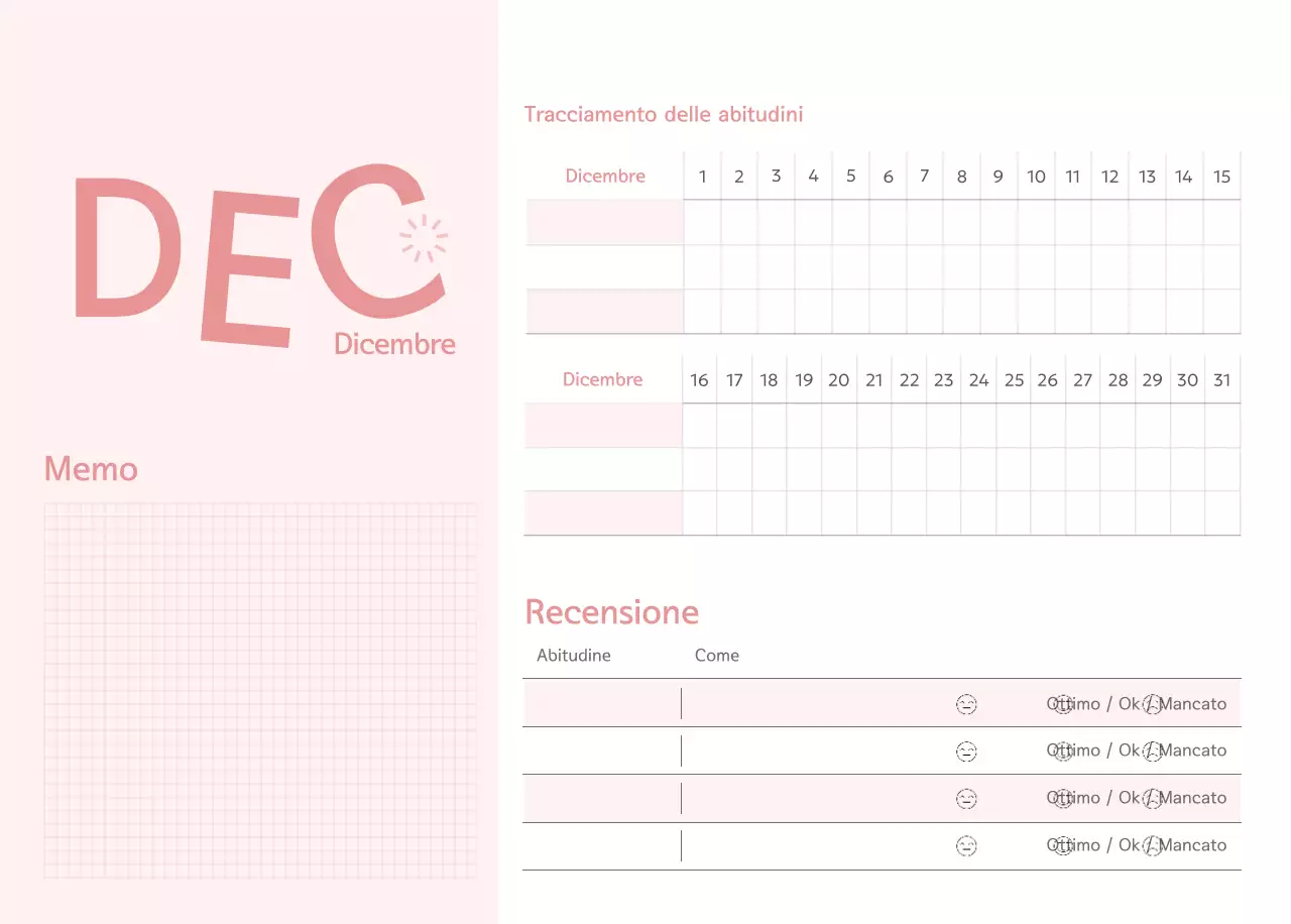 Calendario semplice verde