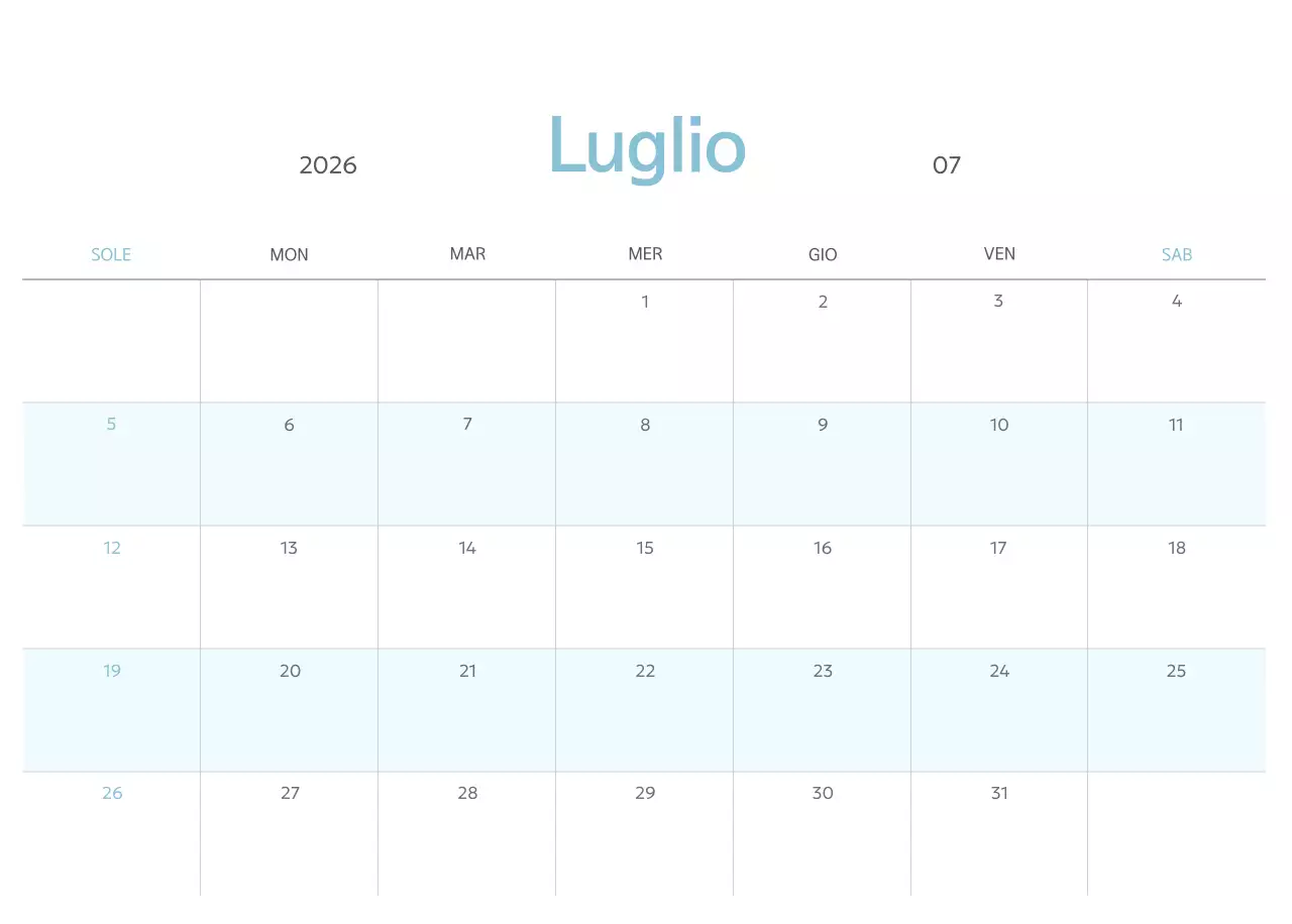 Calendario semplice verde