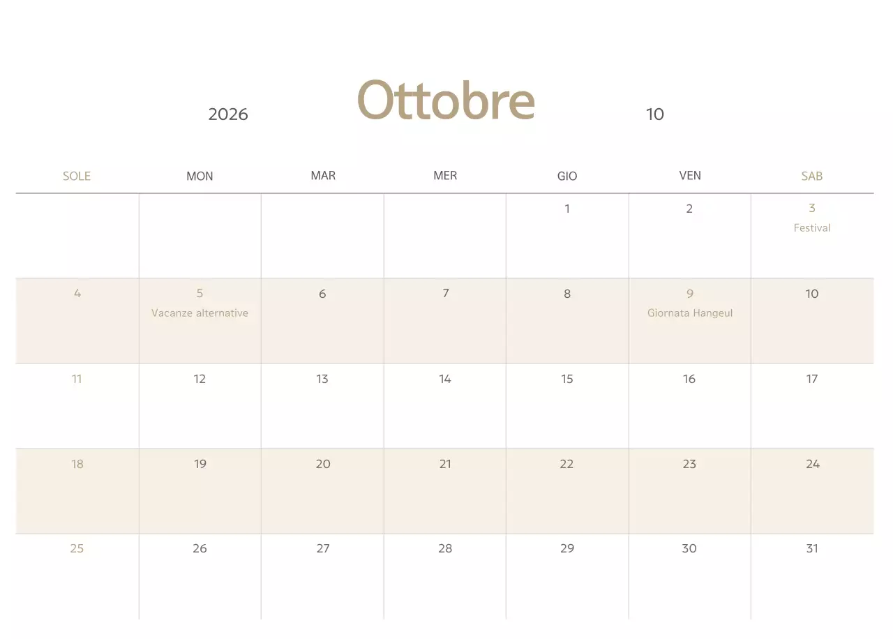 Calendario semplice verde