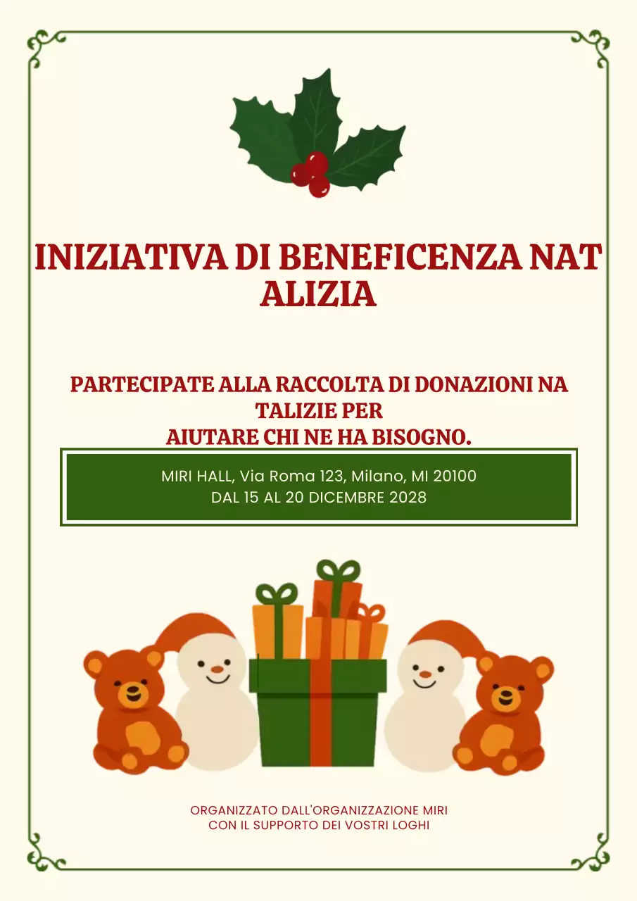 Manifesto web tradizionale rosso per eventi di beneficenza