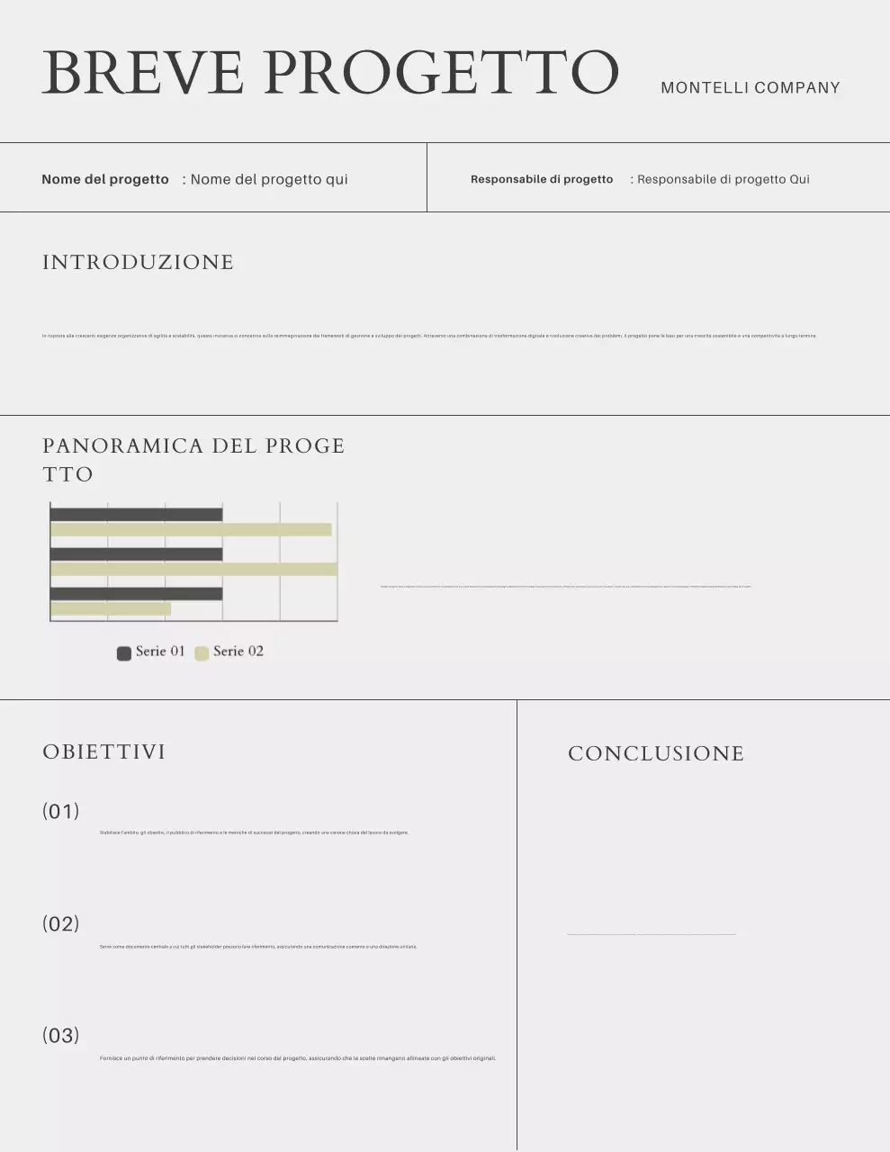 Lettera di presentazione del progetto minimalista in bianco e nero