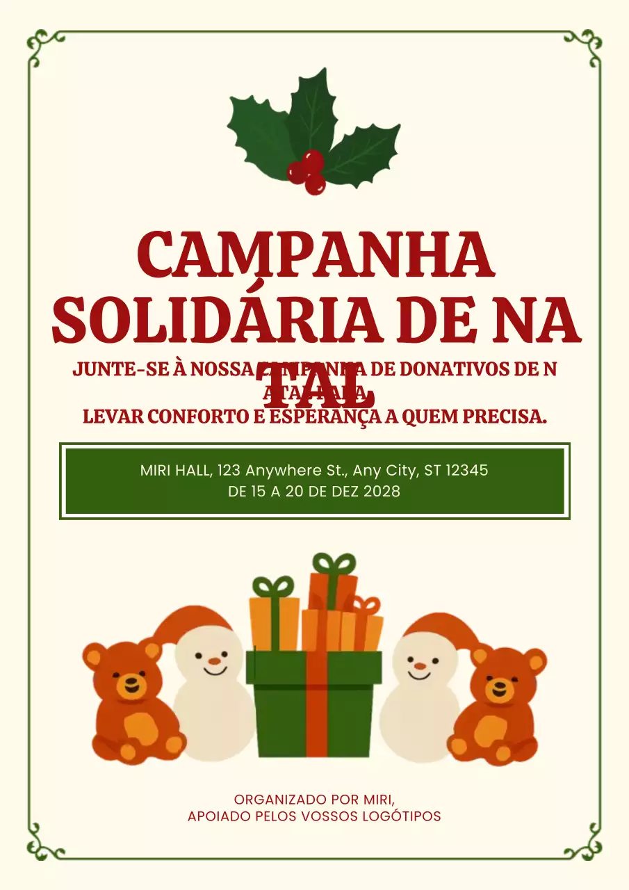 Cartaz vermelho tradicional para evento beneficente online