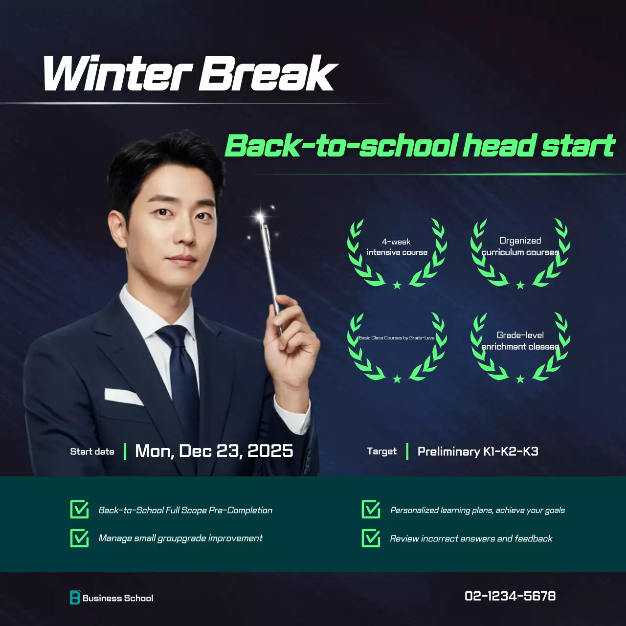 Navy Blue Modern Education Advertisement