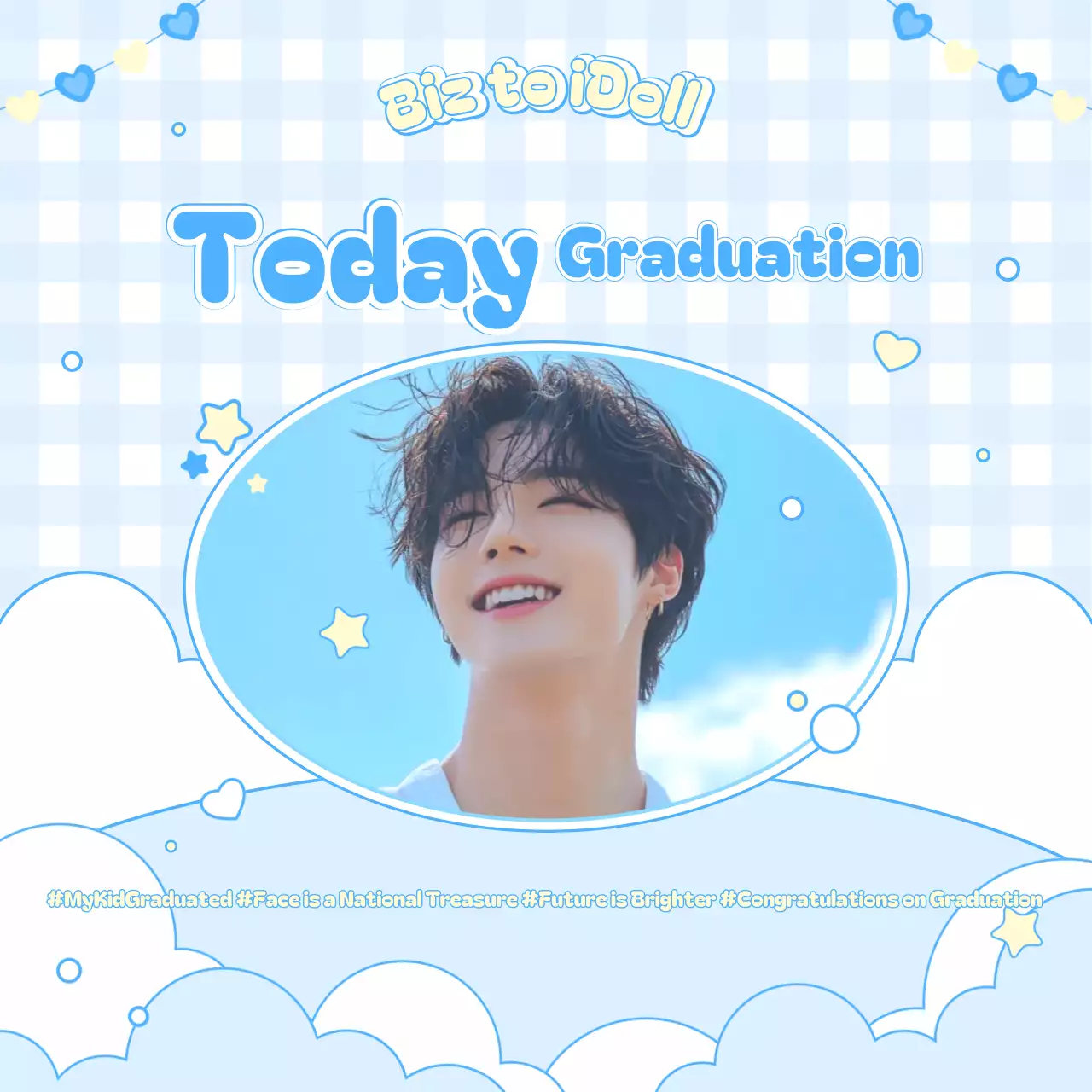 Sky blue cute graduation commemorative