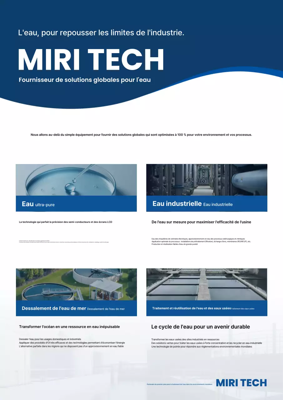 Promotion de solutions modernes de gestion de l'eau bleue