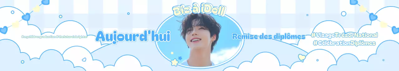 Carte commémorative de remise de diplôme bleu ciel mignon