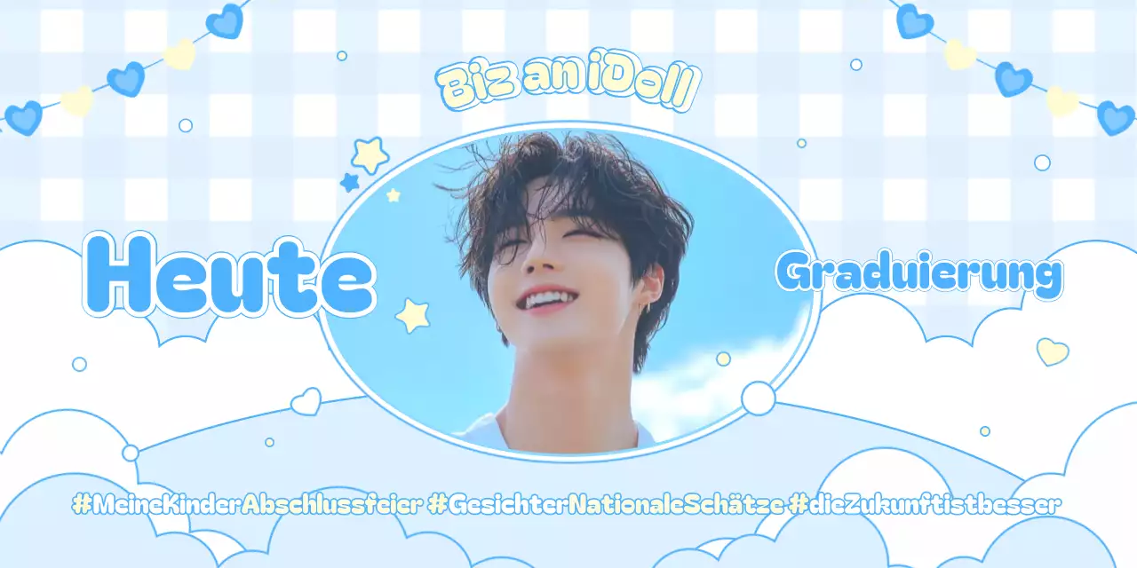 Himmelblaue, niedliche Erinnerung an den Schulabschluss