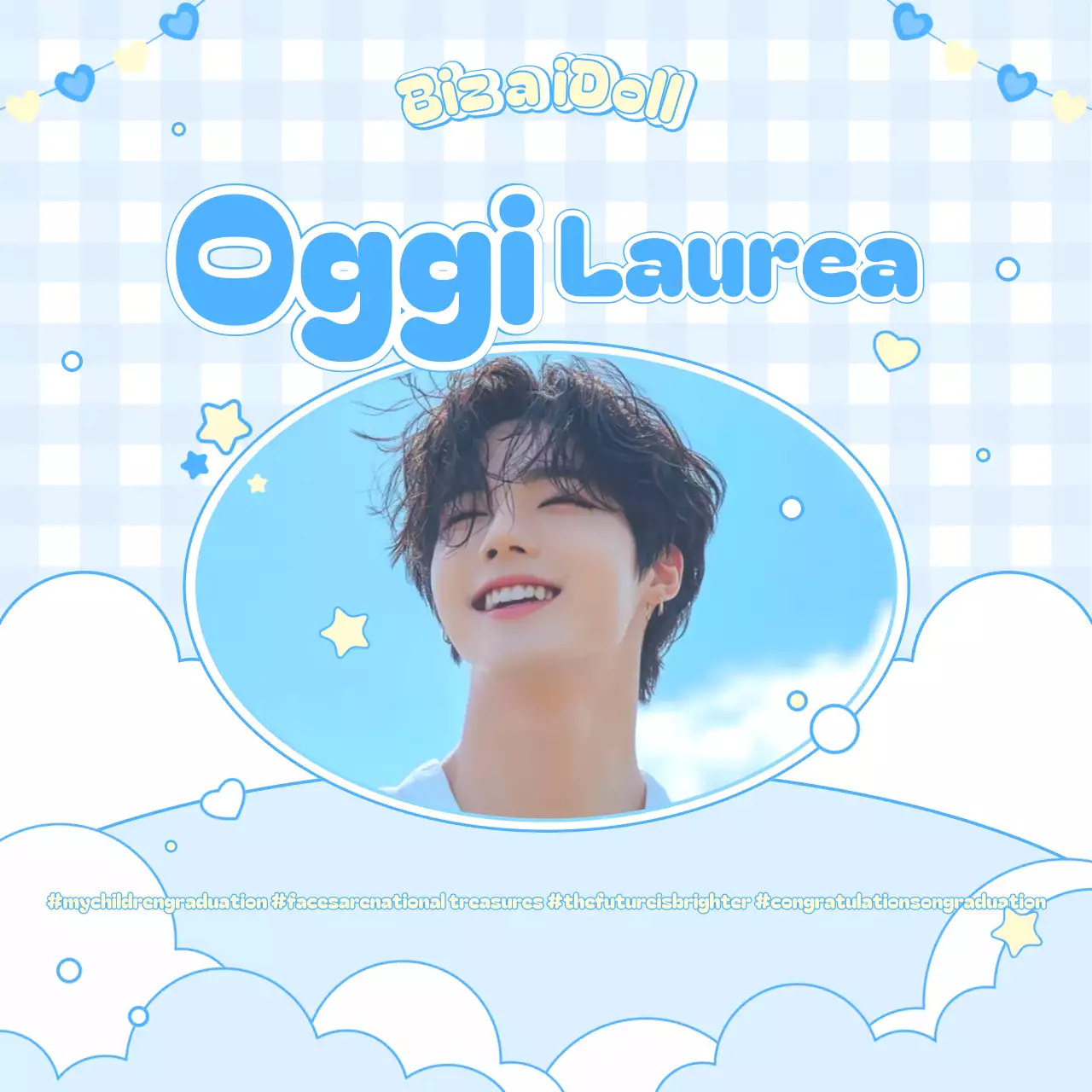 Grazioso omaggio di laurea color azzurro cielo