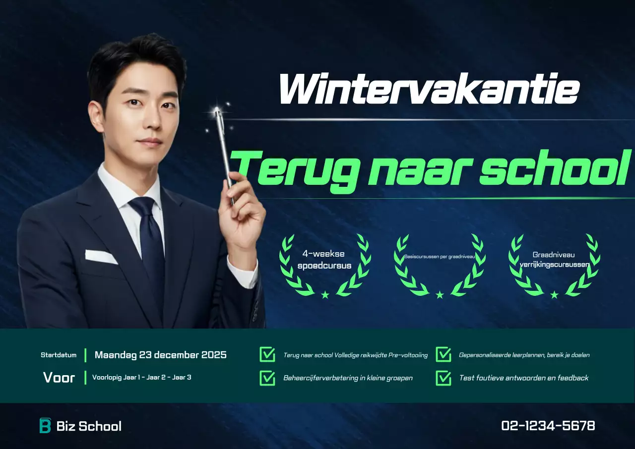 Marineblauwe advertentie van Modern Education