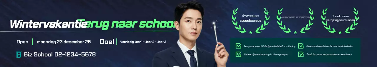 Marineblauwe advertentie van Modern Education