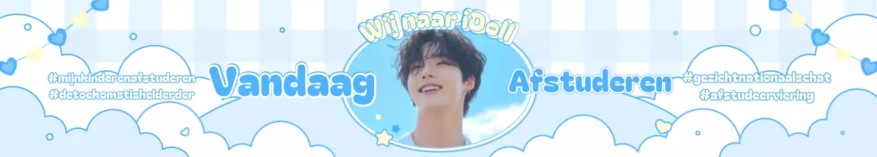 Hemelsblauwe schattige afstudeerherinnering