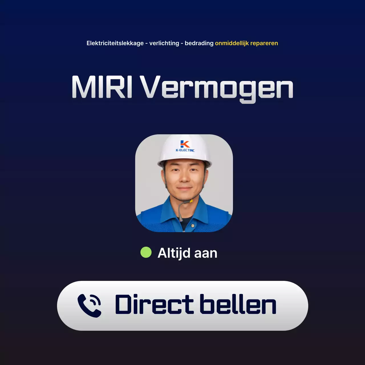 Marineblauwe advertentie voor moderne elektrische service