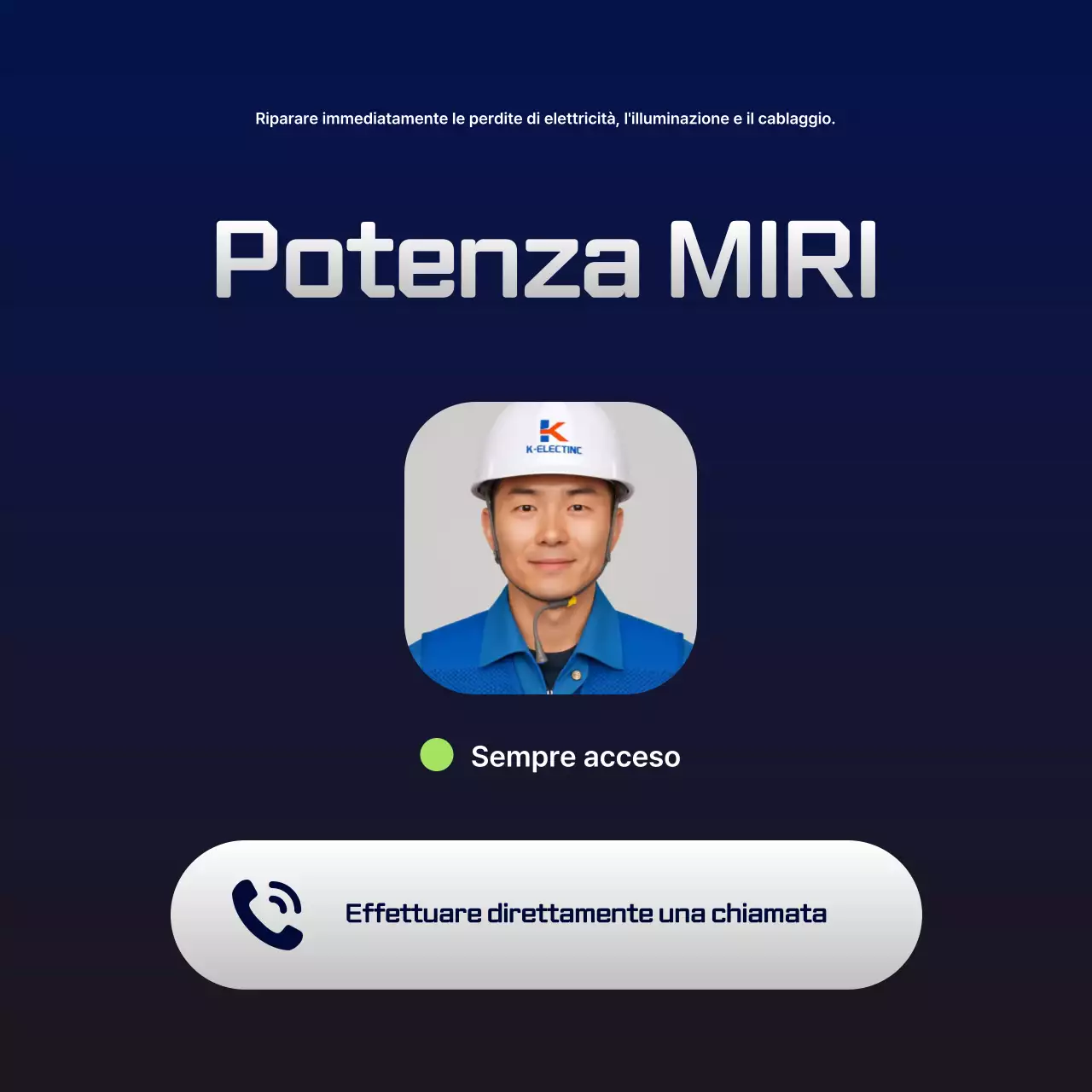 Pubblicità del servizio elettrico moderno blu navy