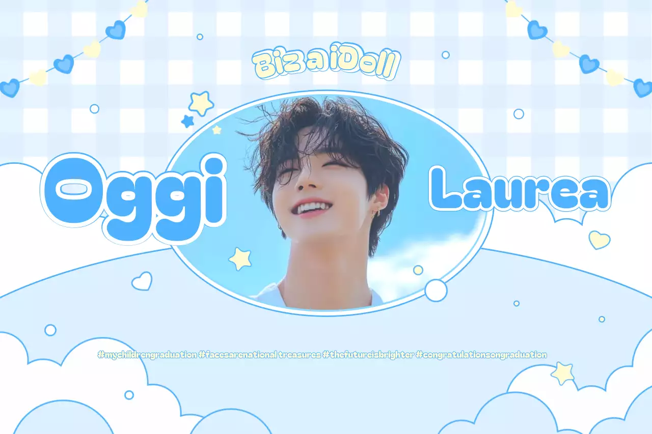 Grazioso omaggio di laurea color azzurro cielo