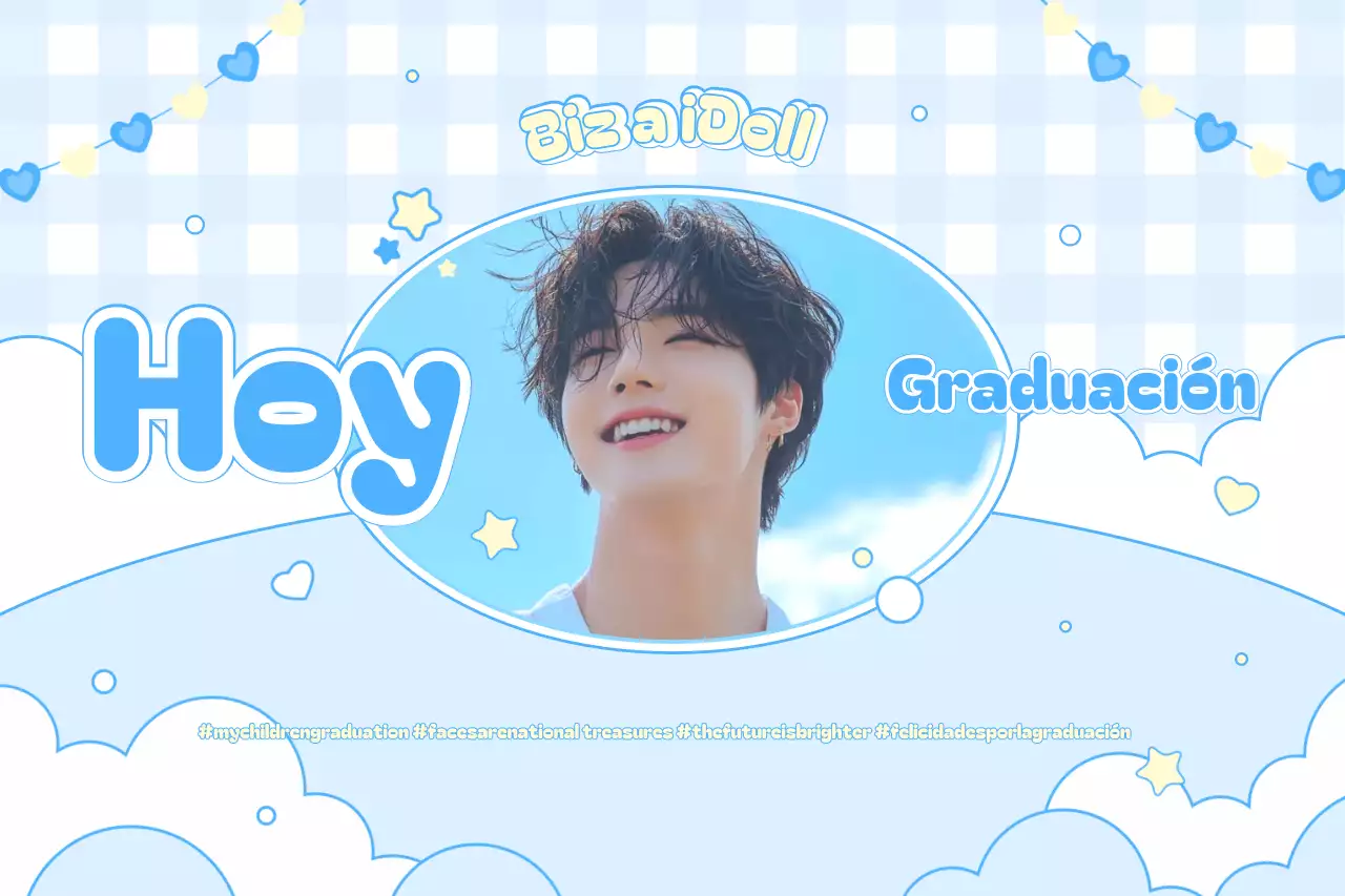 Lindo conmemorativo de graduación de color azul cielo