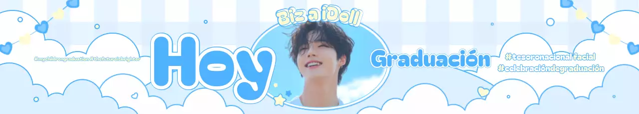 Lindo conmemorativo de graduación de color azul cielo