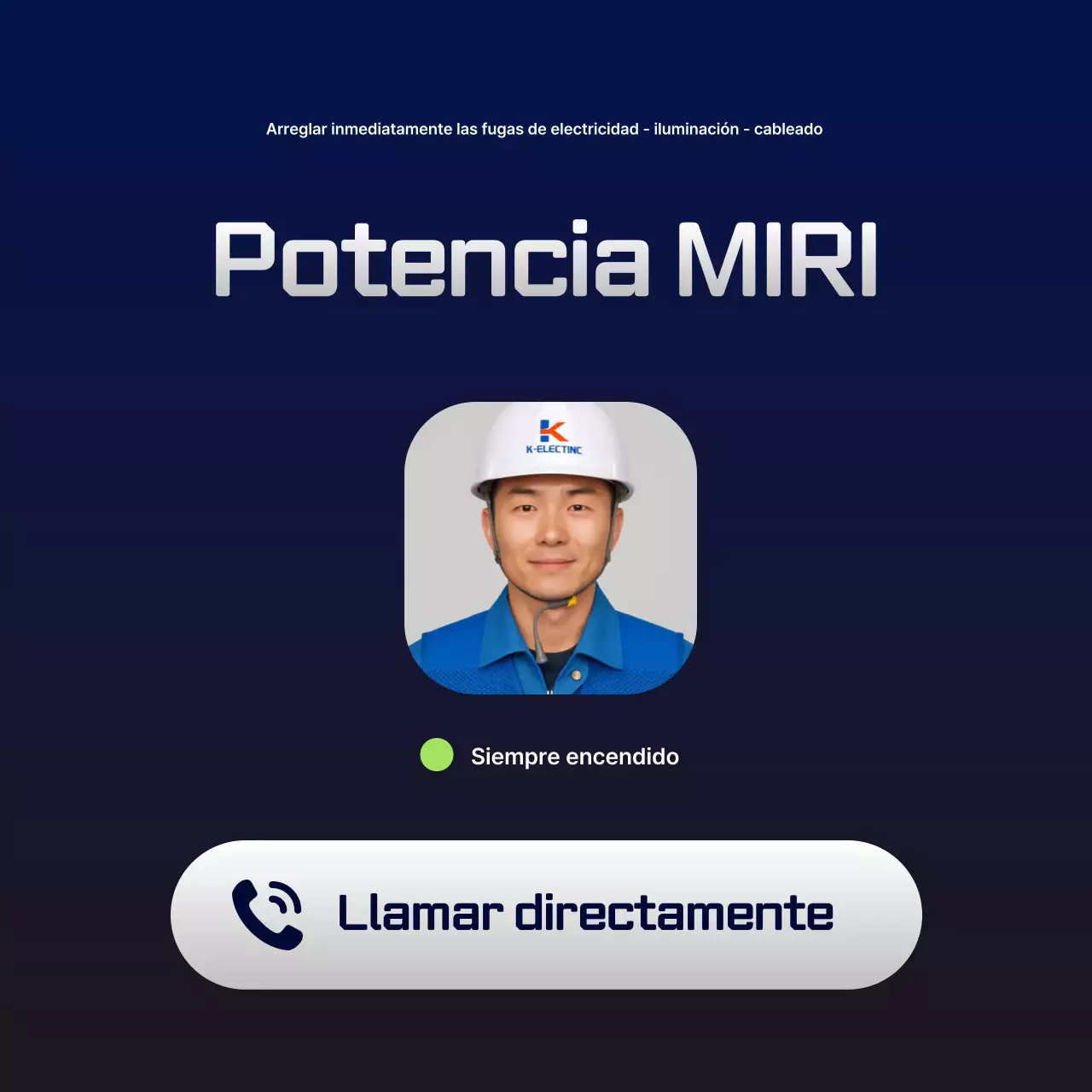 Anuncio de servicio eléctrico moderno en azul marino