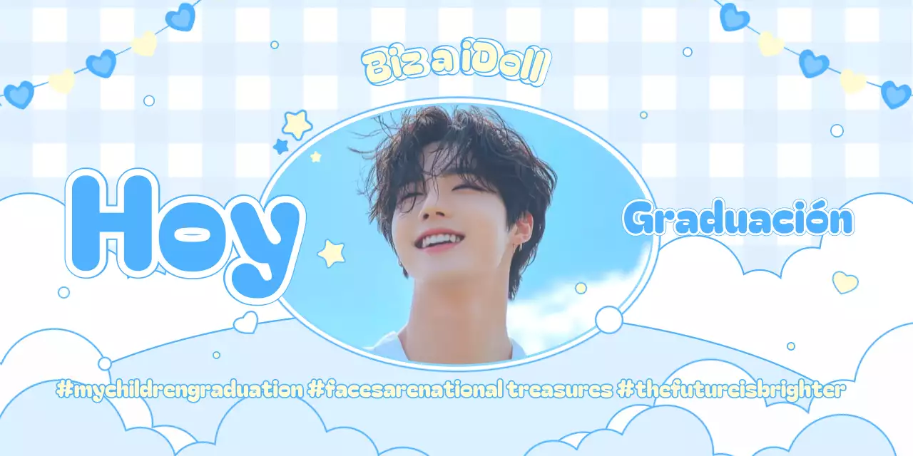 Lindo conmemorativo de graduación de color azul cielo