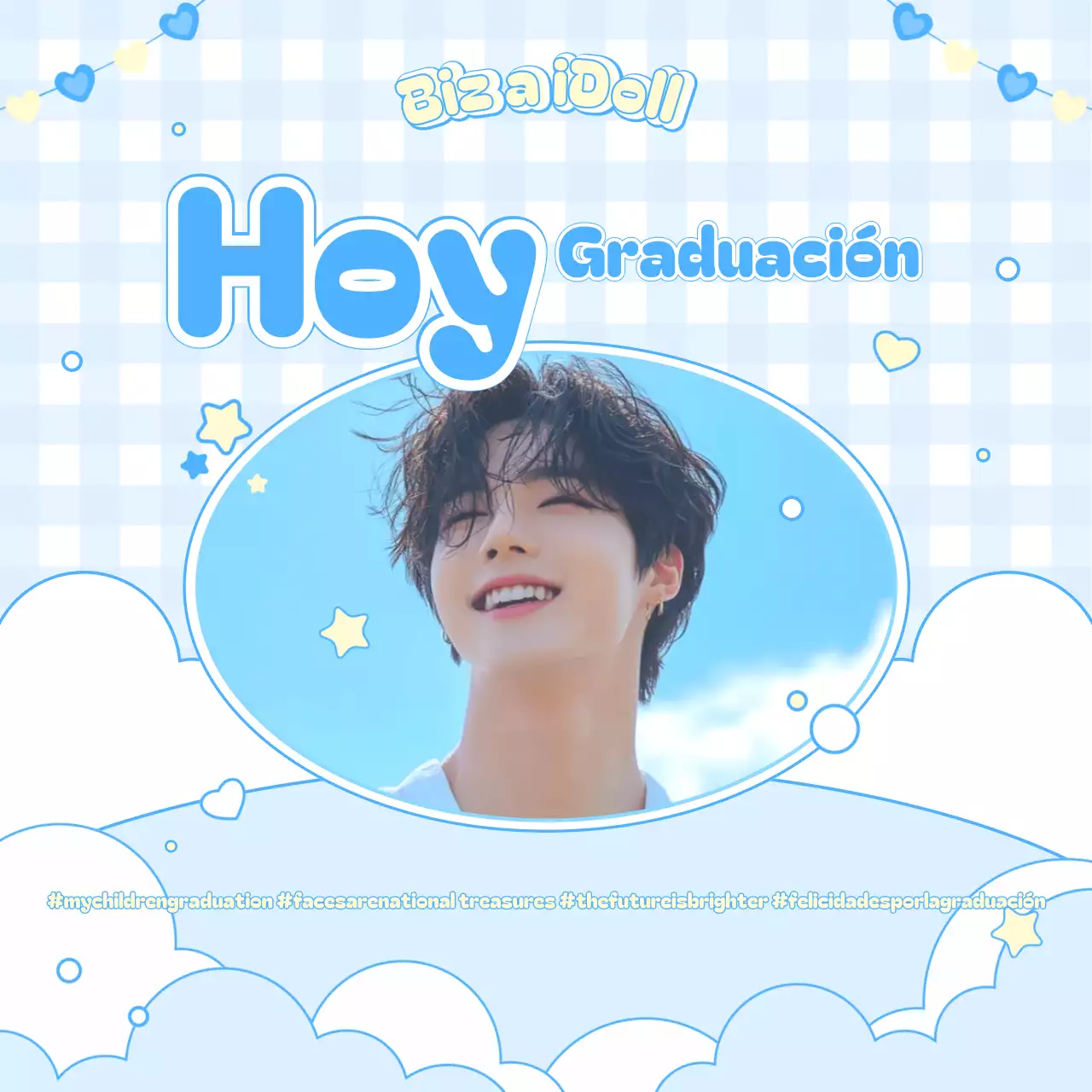 Lindo conmemorativo de graduación de color azul cielo