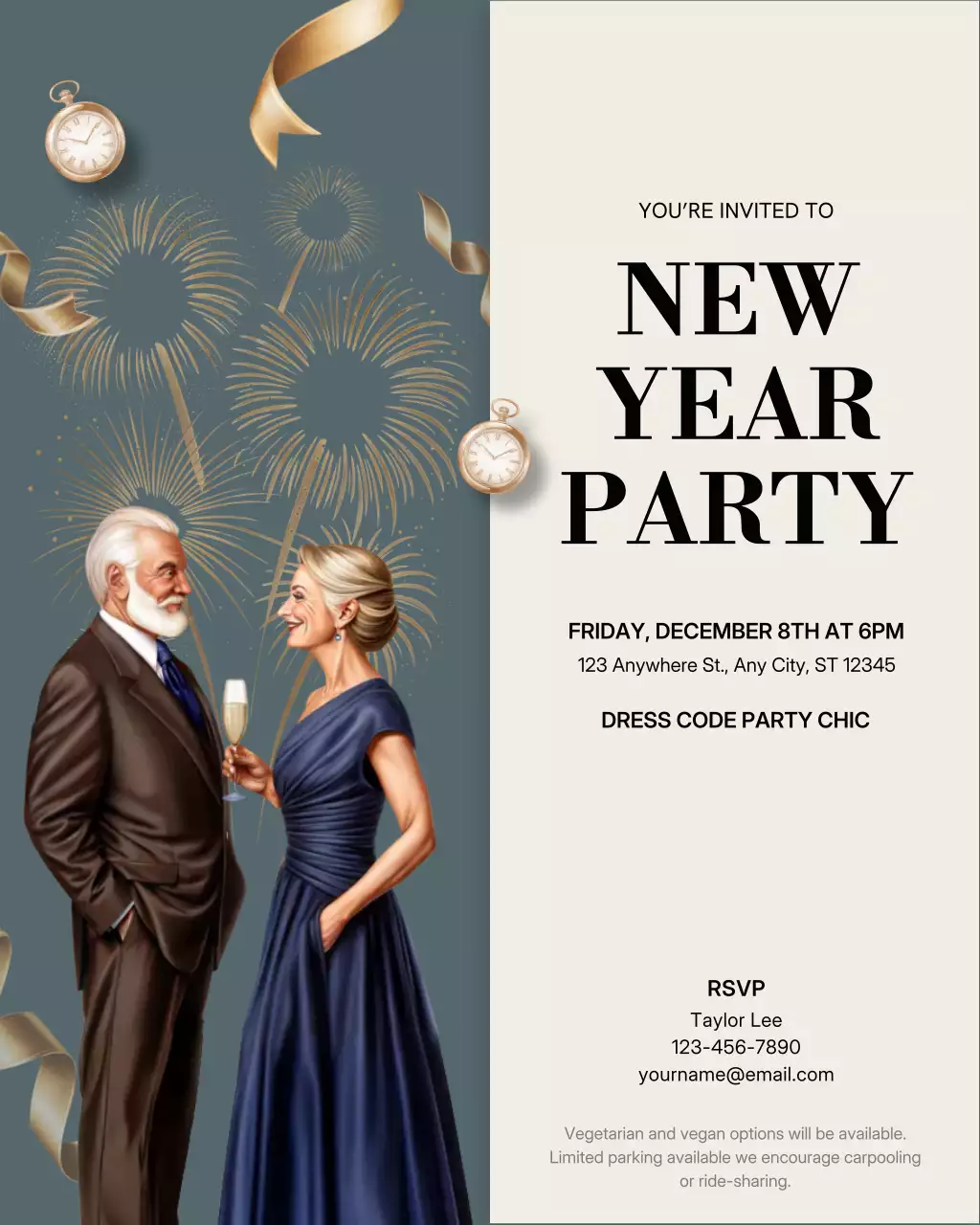 Gold Elegant Party Invitation Instagram Post