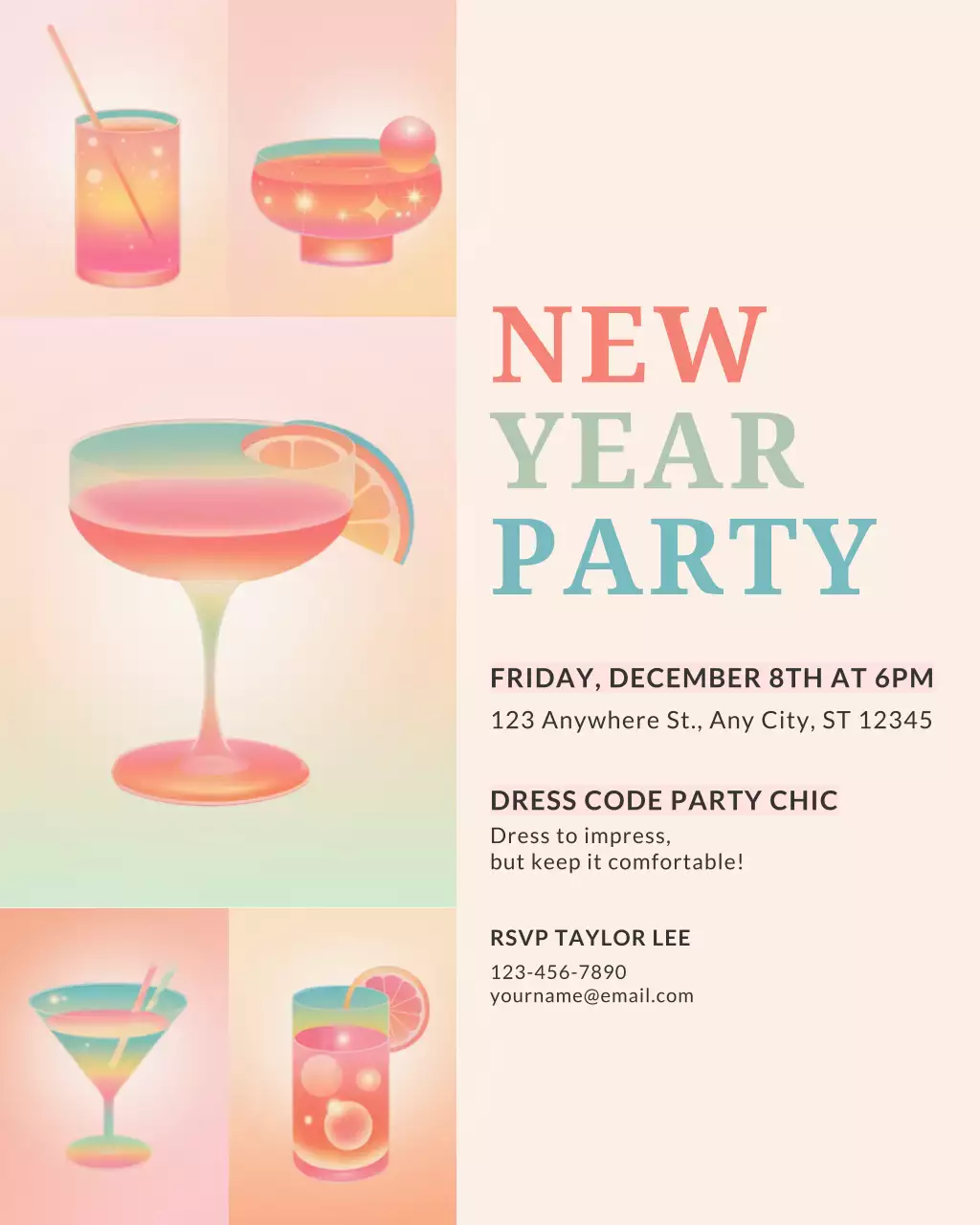 Pink Modern Cocktail Invitation Instagram Post