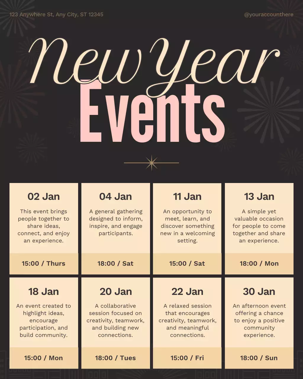 Beige Retro New Year Calendar Instagram Post