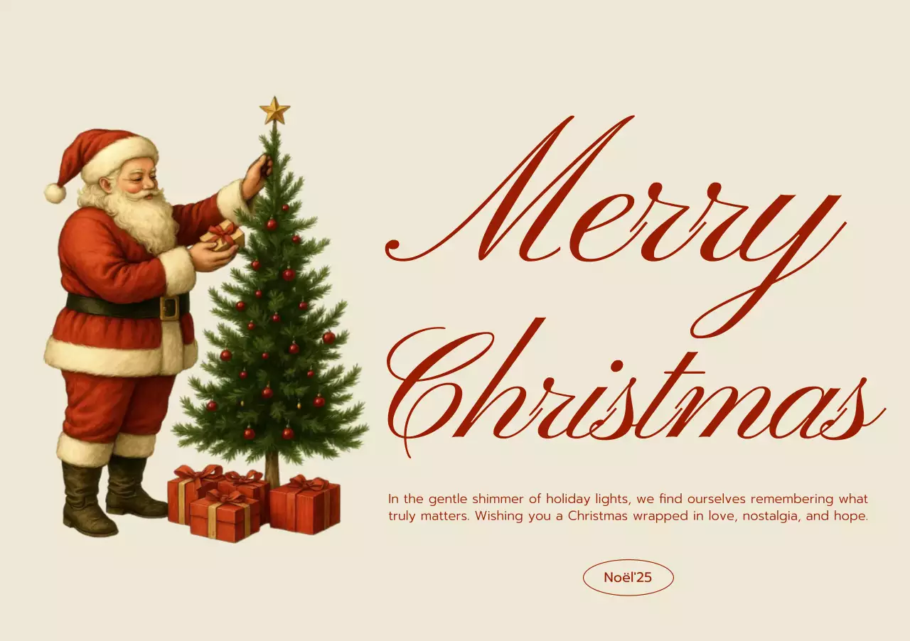 베이지 빈티지 크리스마스 엽서