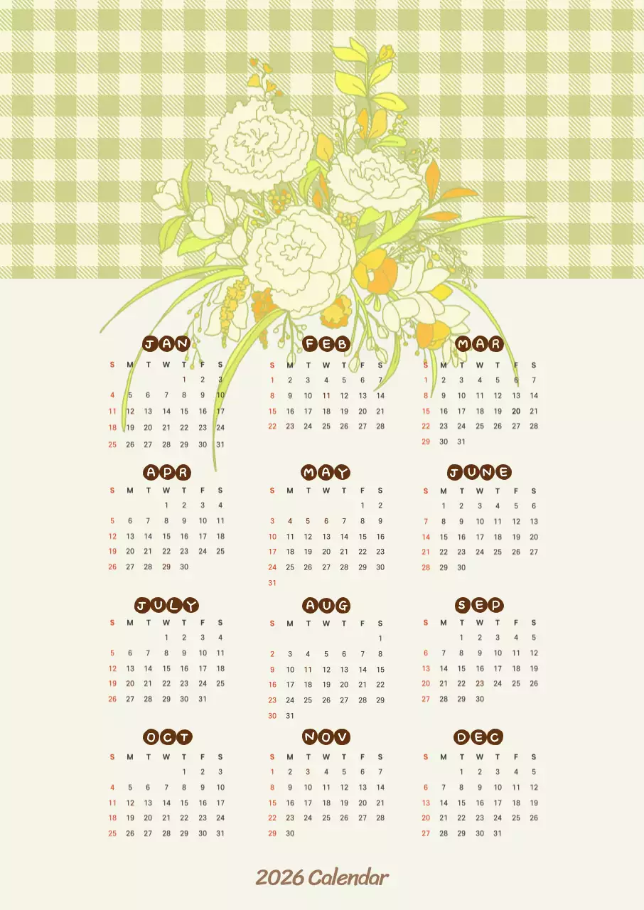 카키 빈티지 달력 캘린더