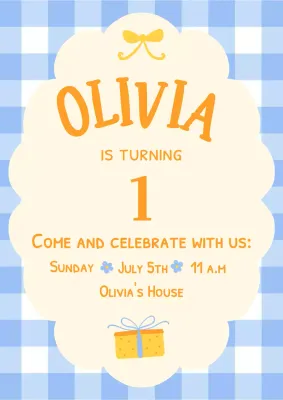 Perayaan Ulang Tahun dengan Motif Kotak-kotak Biru