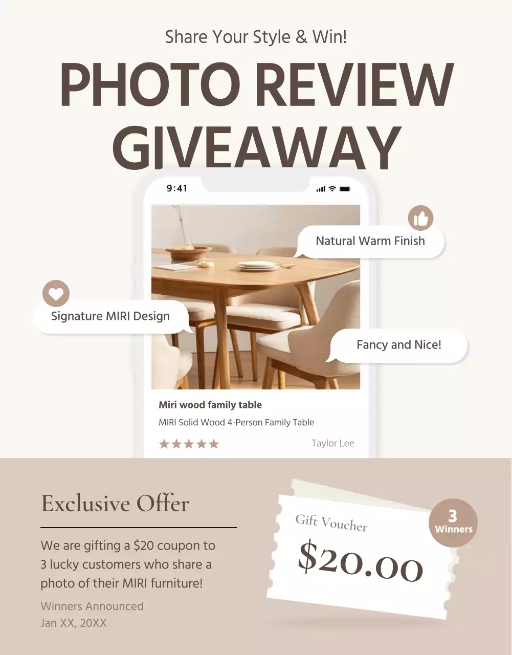 promosi furnitur modern warna krem