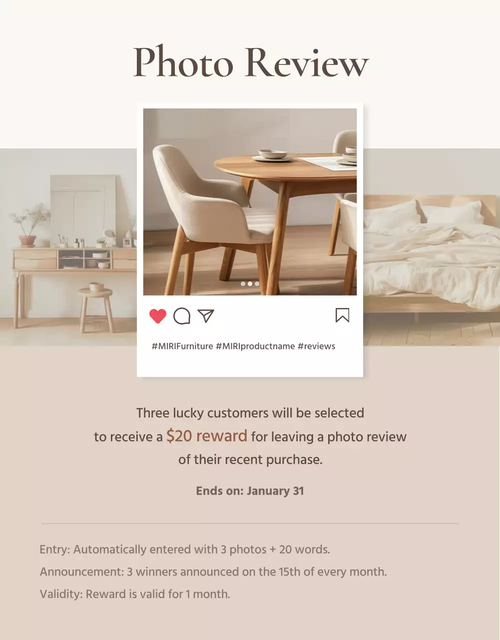 promosi furnitur modern warna krem