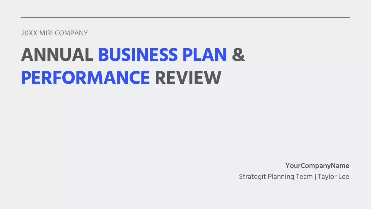 Blue Minimal Business Plan Report Presentation