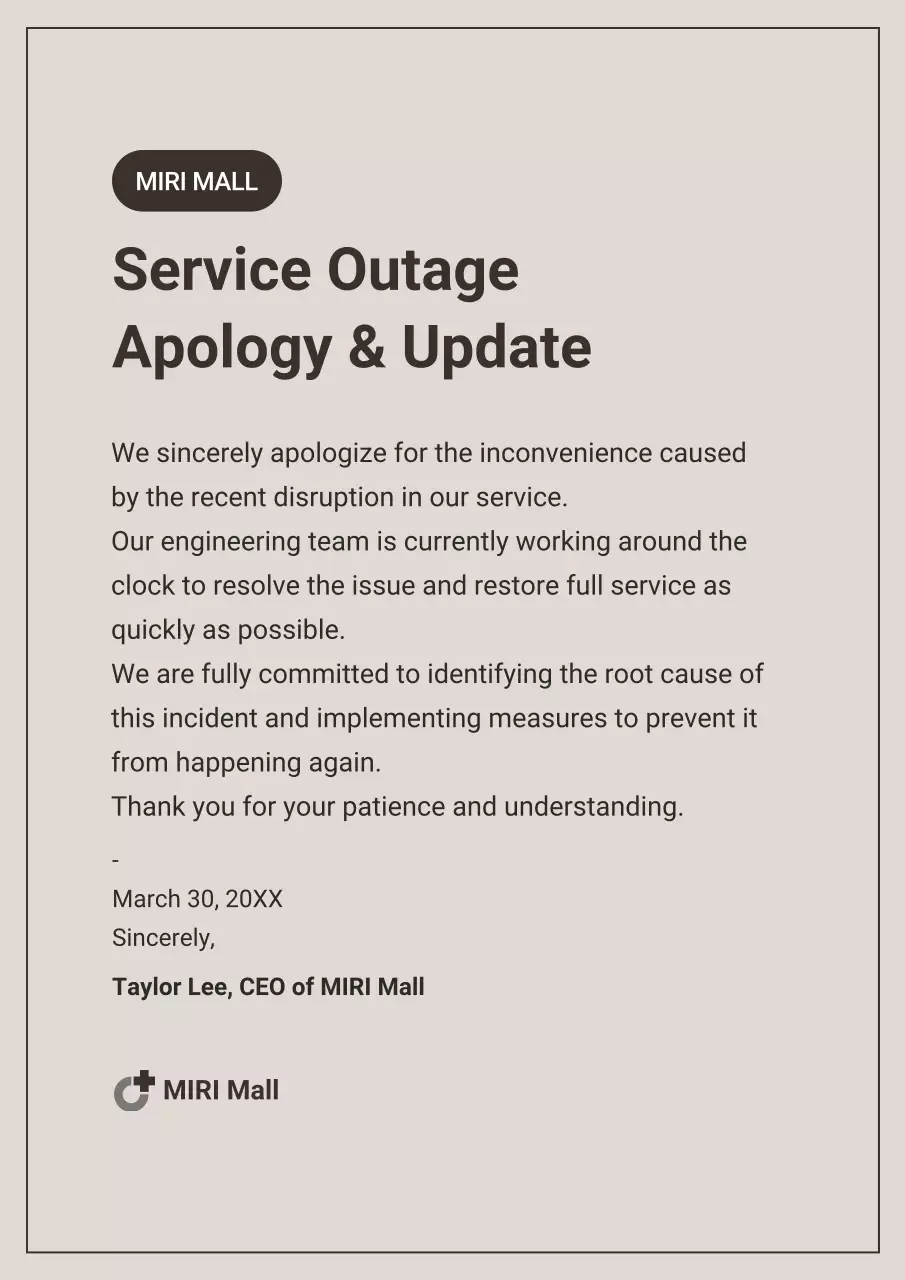 Beige modern service notice