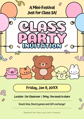 colourful playful class invitation