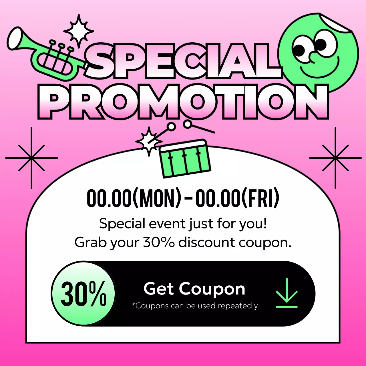 핑크 트렌디 스프링 프로모션 소셜 미디어 게시물