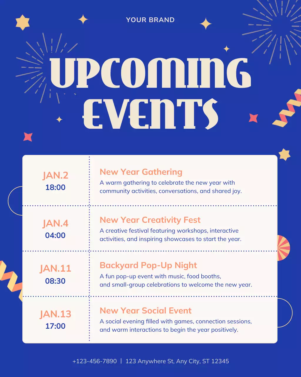 Blue Festive Event Calendar Instagram Post