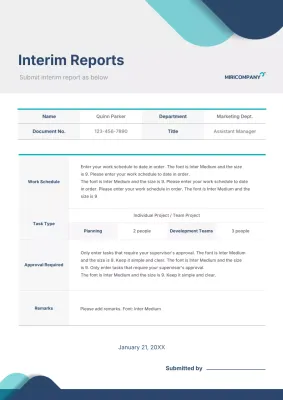 Dokumen laporan profesional berwarna biru