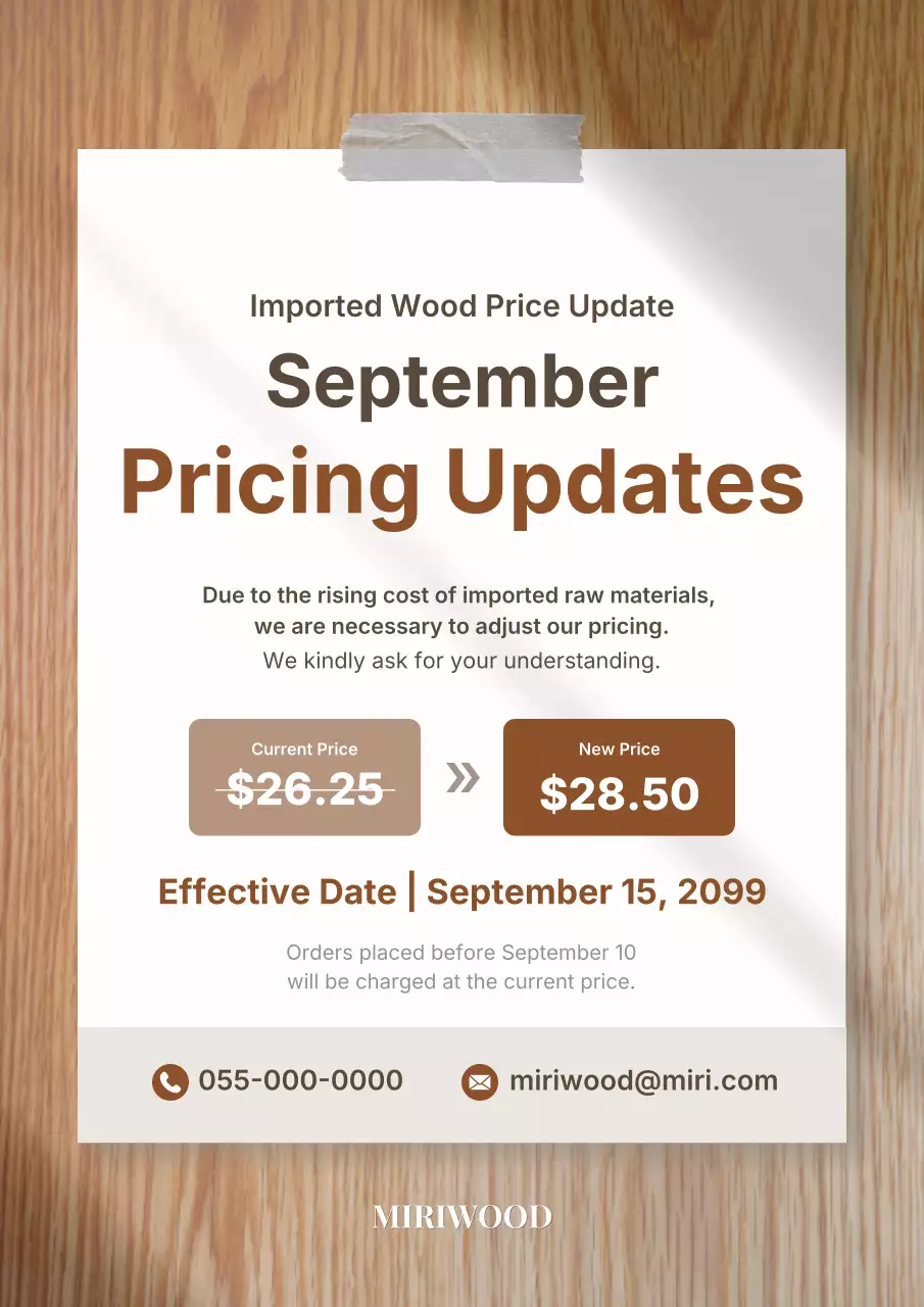 Brown modern pricing announcement