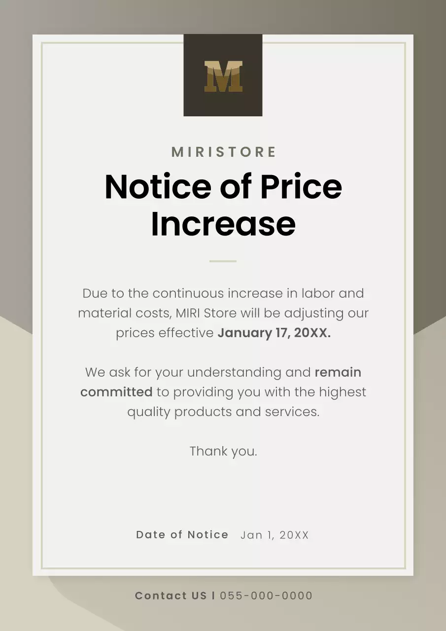 Pengumuman harga profesional warna krem