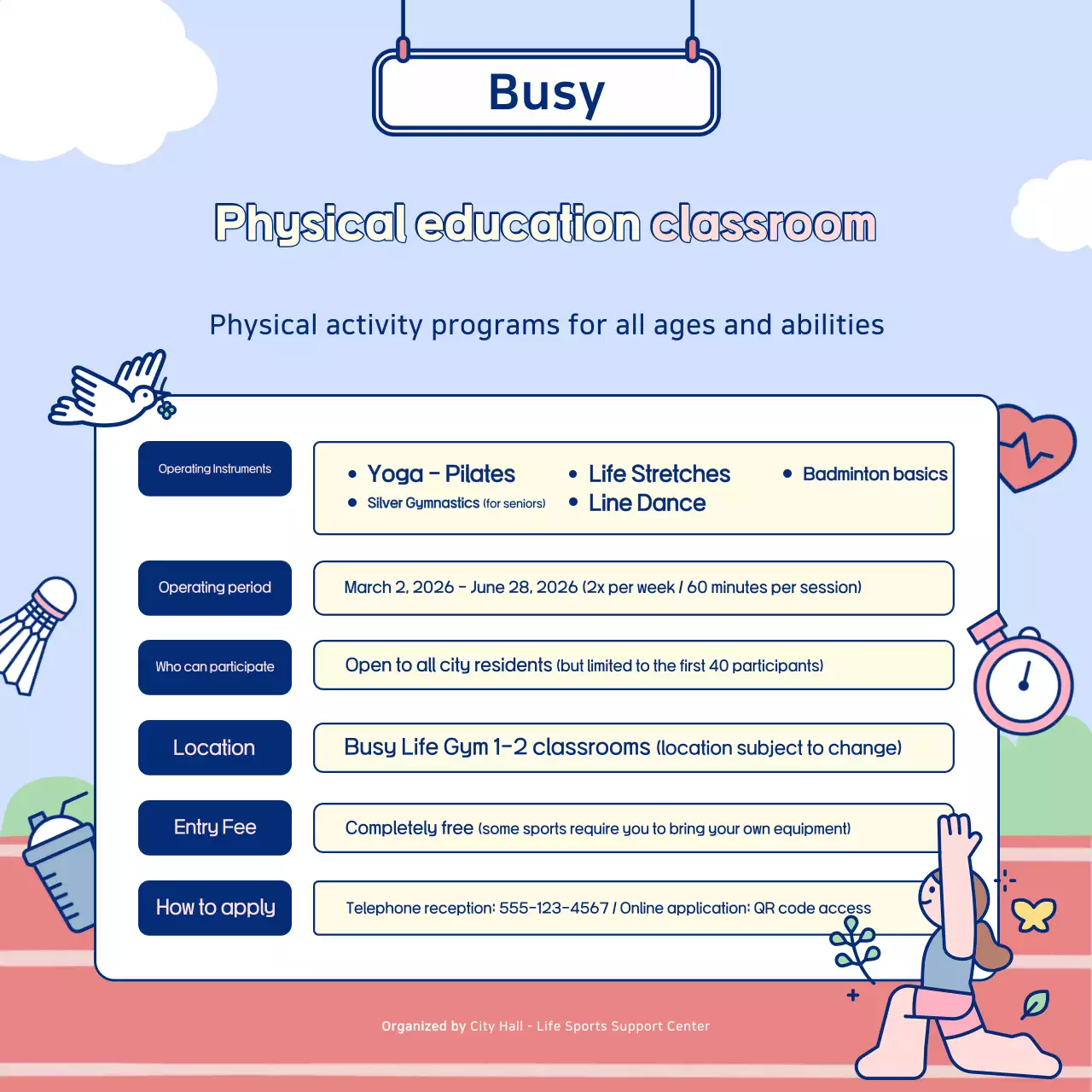 Panduan Program Pendidikan Jasmani Berwarna Biru Langit yang Menarik