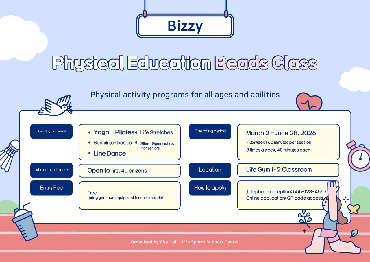 Sky Blue Cute Physical Education Program Guide