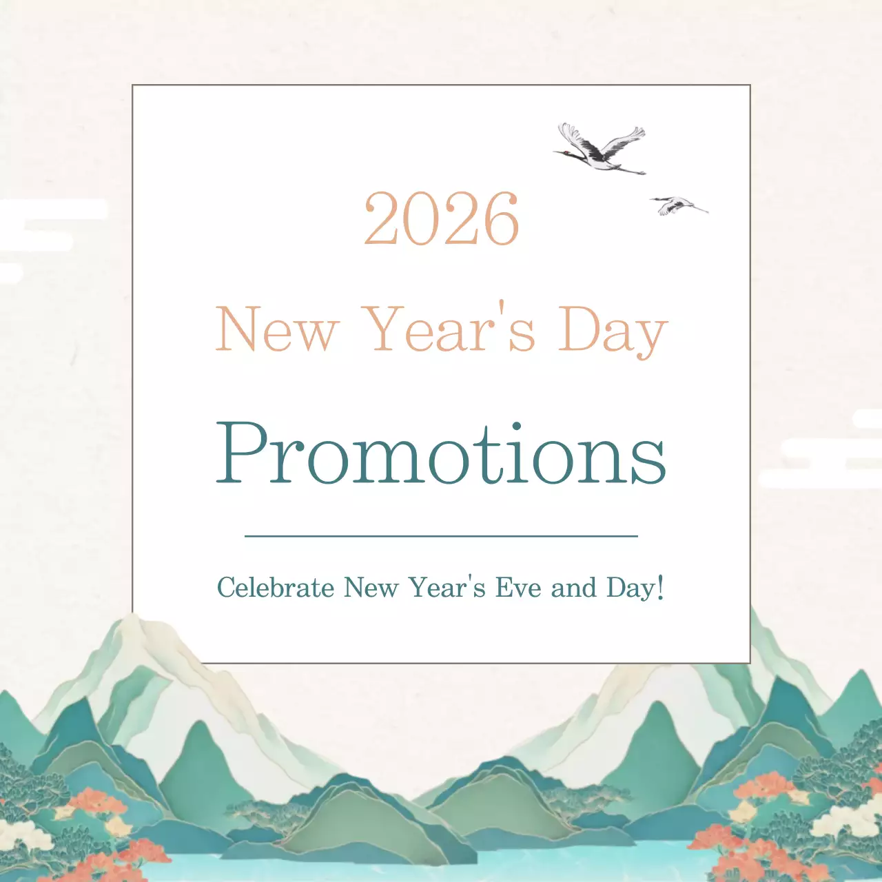 A collection of traditional New Year's promotions in beige