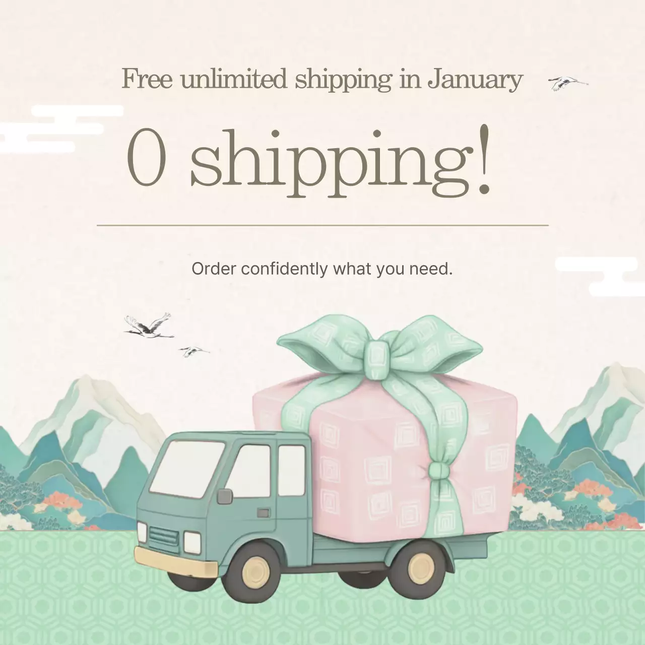 Uma coleção de promoções tradicionais de Ano Novo em tons de bege.