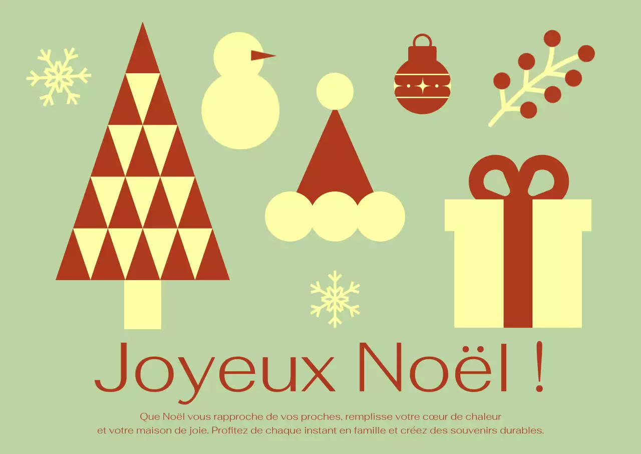 Carte de Noël simple kaki